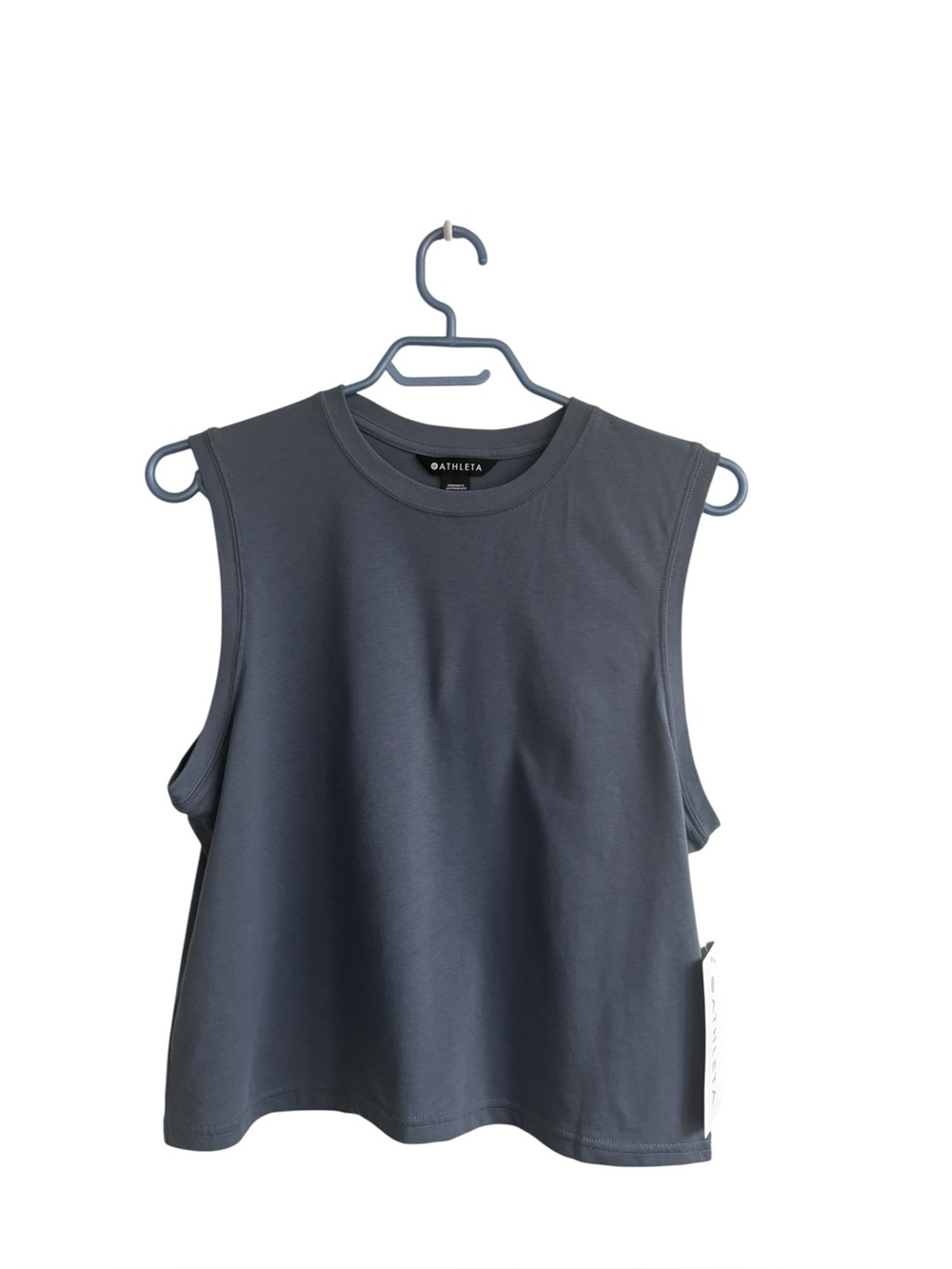 Athleta True Cotton Cropped Tank Sz Medium Blue 100% Cotton Athleisure